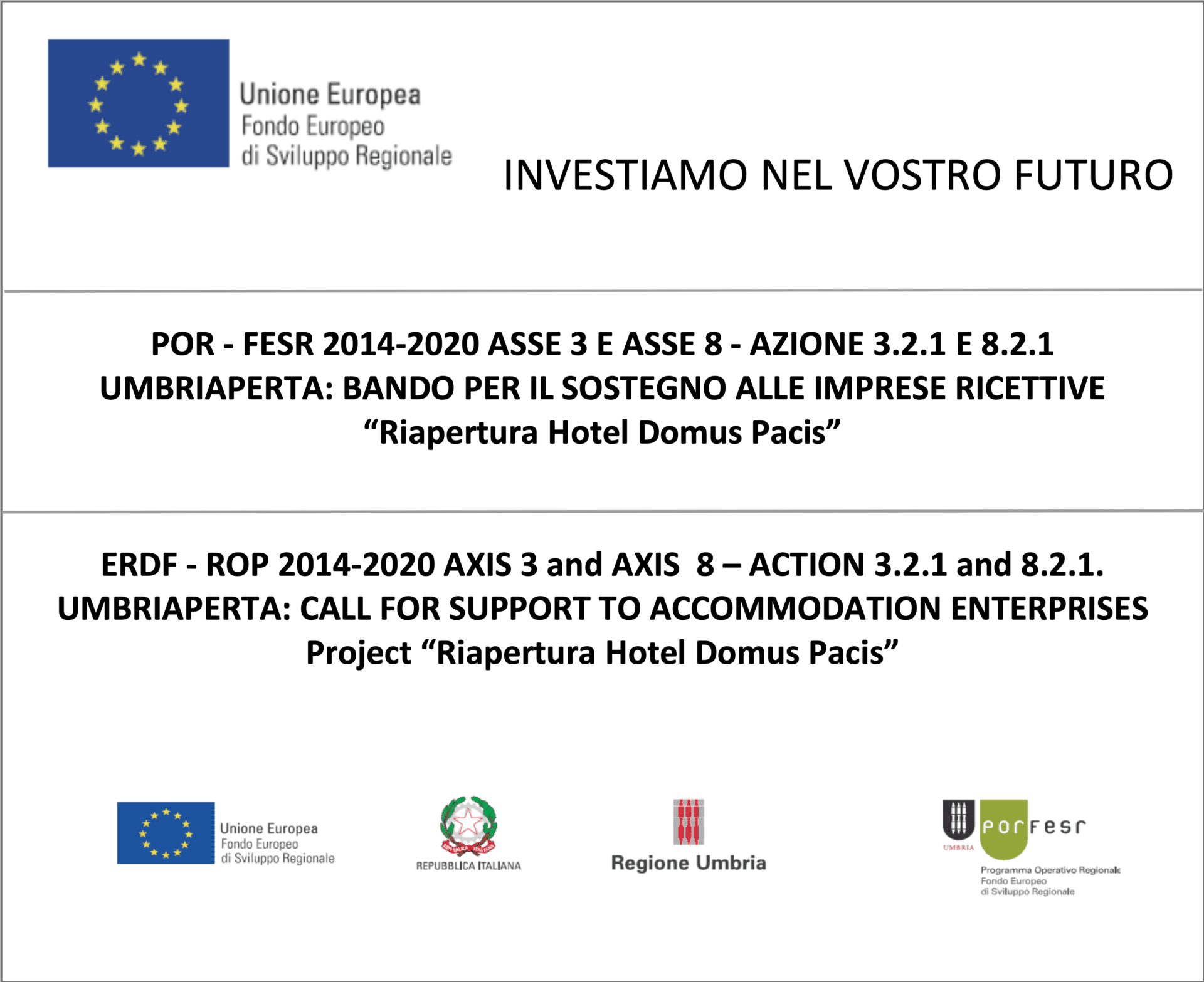 adempimenti info e pubblicita ita inglese por fesr Domus Pacis Hotel Assisi Por Fesr